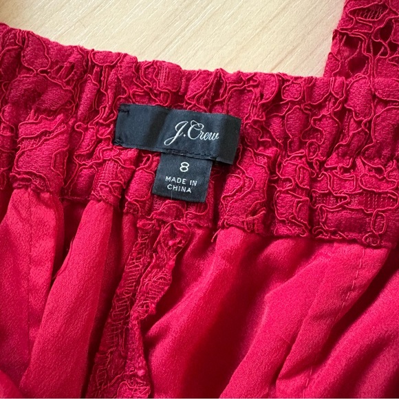 J CREW Red Peyton Lace Cropped Pant Pull On Size 8 - Picture 3 of 8